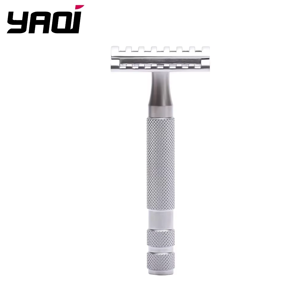 YAQI KNIGHT-HELMET Tête DE rasoir avec manche en acier inoxydable, rasoir DE sécurité pour hommes