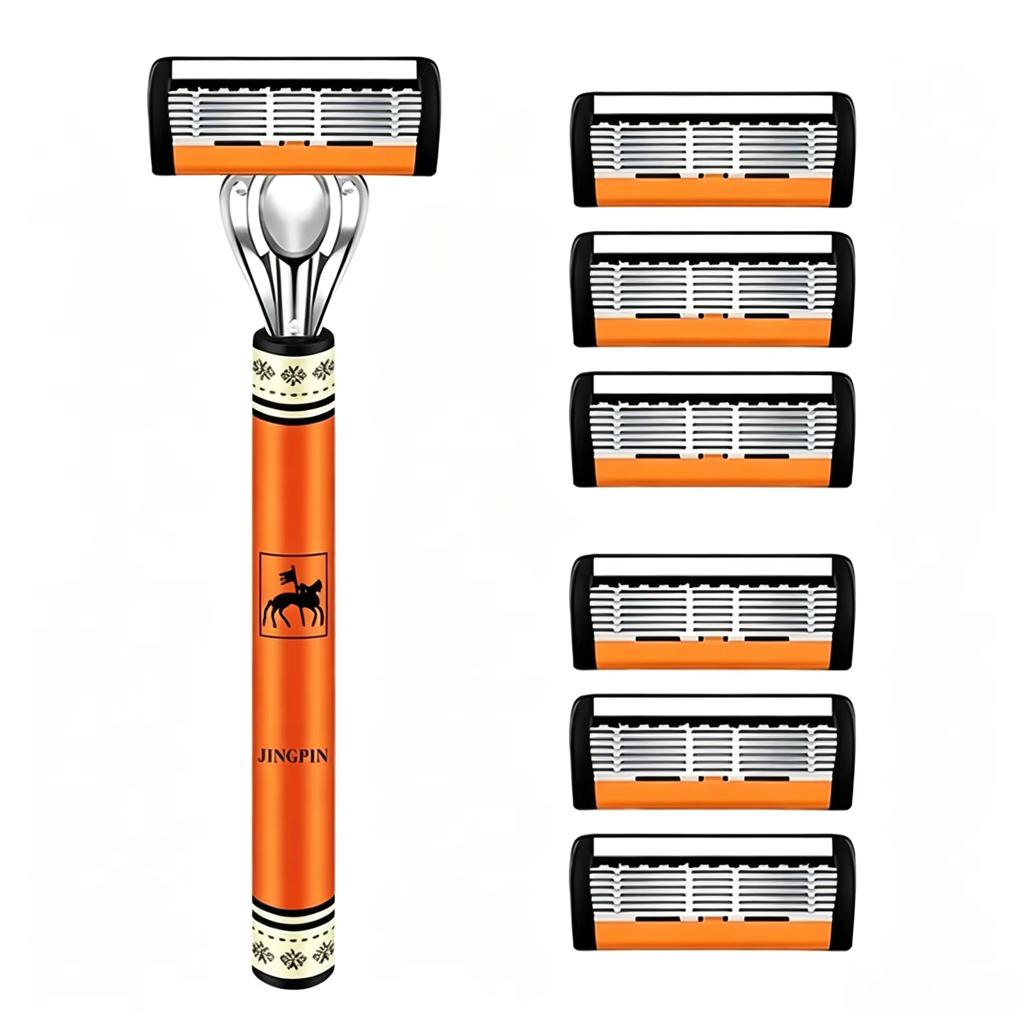 Rasoir de sécurité à six lames 2h48pcs pour hommes et femmes, rasoir interchangeable en acier inoxyd