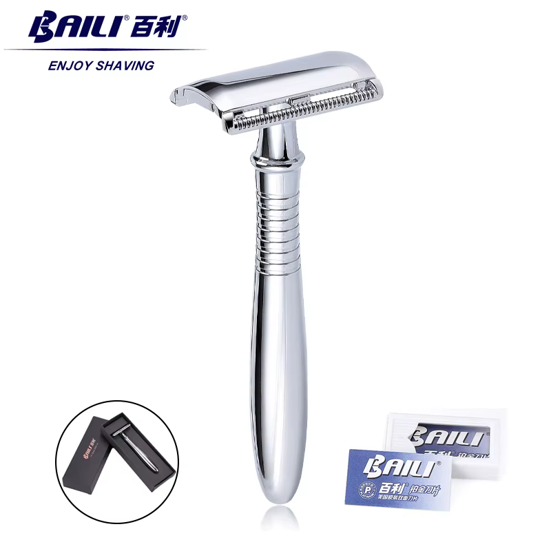 BAILI rasoir de sécurité Double bord une lame rasoir barbier rasage humide pour hommes femmes barbe