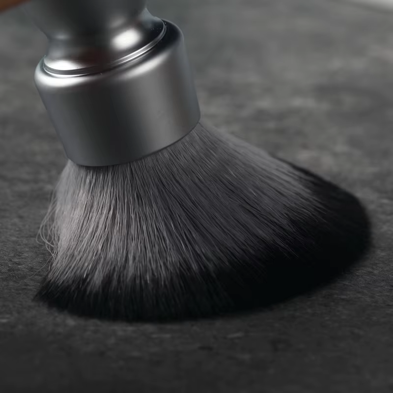 YAQI – brosse de rasage pour hommes, poils synthétiques, poignée en métal lourd, loup en bois, nœud