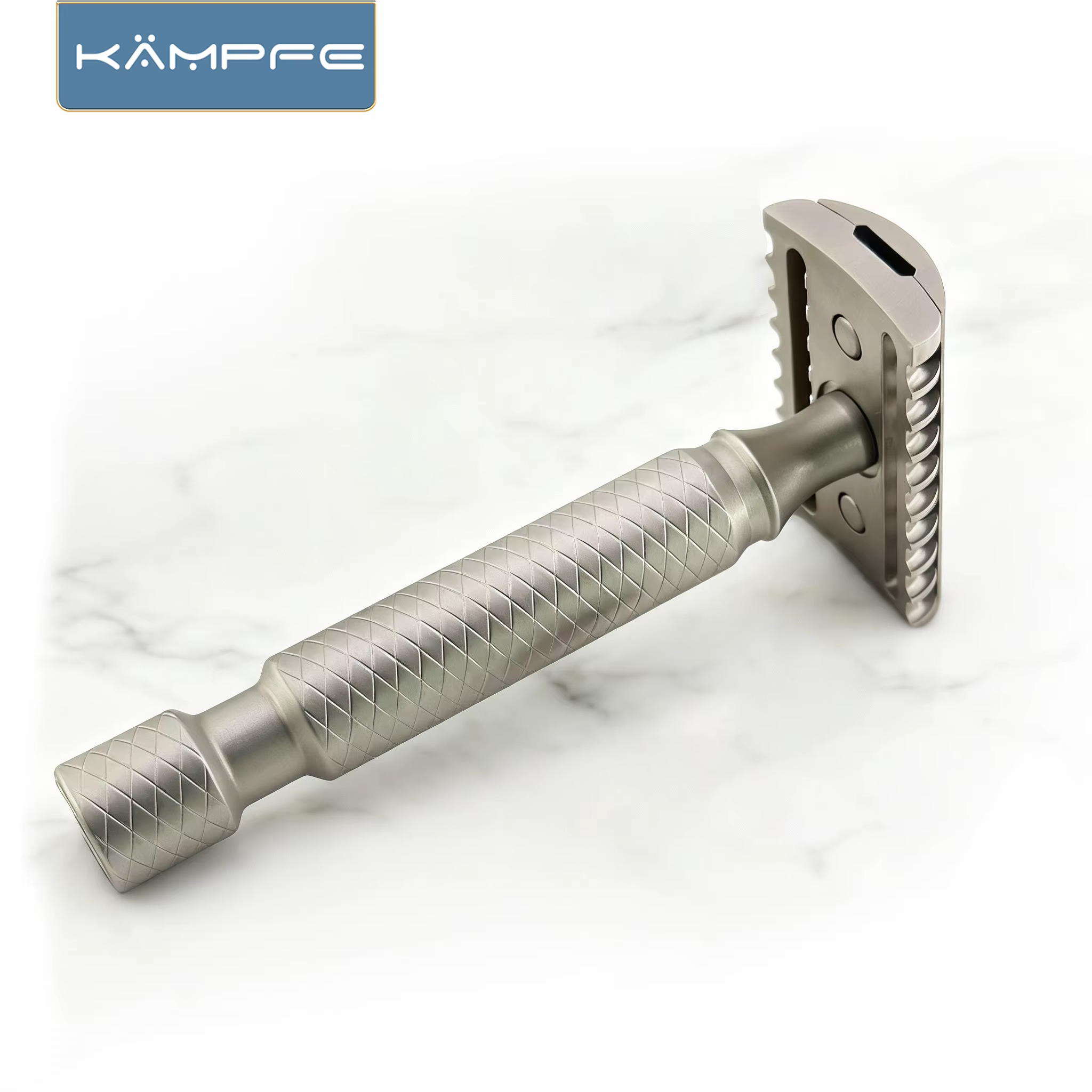Rasoir de sécurité KAMPFE CNC en alliage de titane à double tranchant avec rasoir à 5 lames à dents