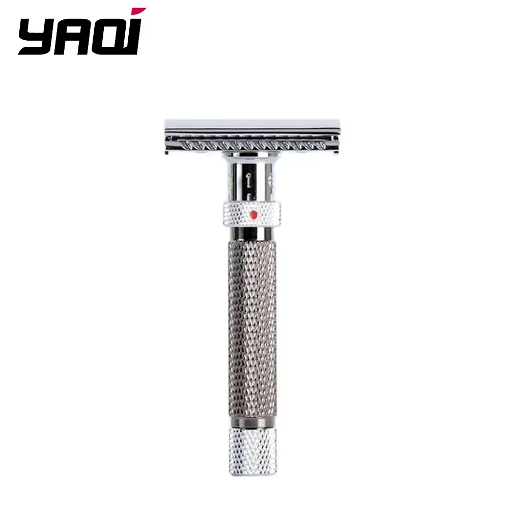 Yaqi – rasoir de sécurité réglable en acier inoxydable pour hommes, coupe finale, couleur Chrome et 