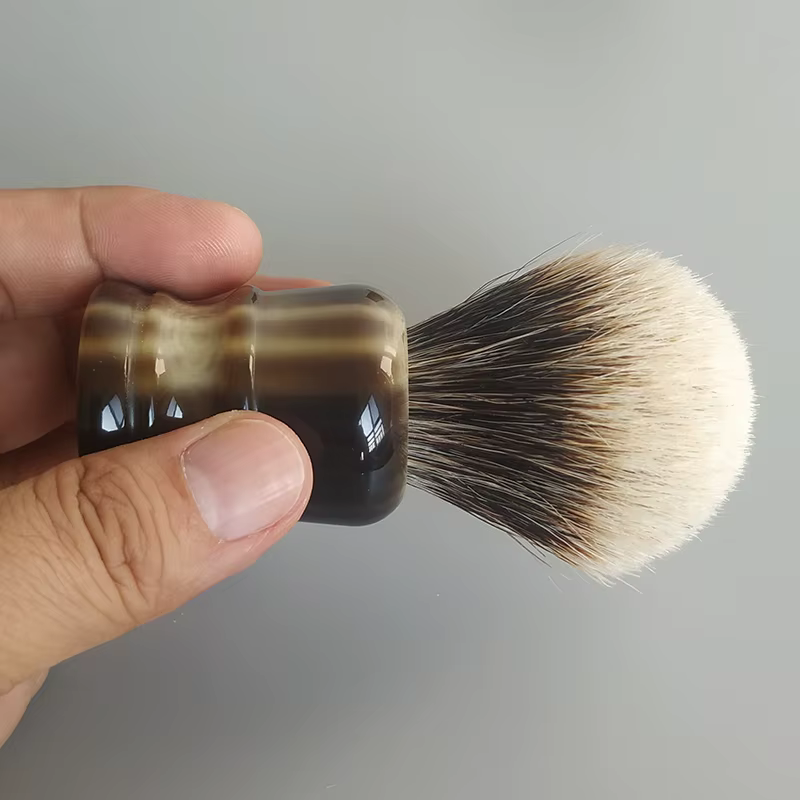 Dscosmetic Brosse à raser en poils de blaireau manchourien à deux bandes de 22 mm avec manche en rés