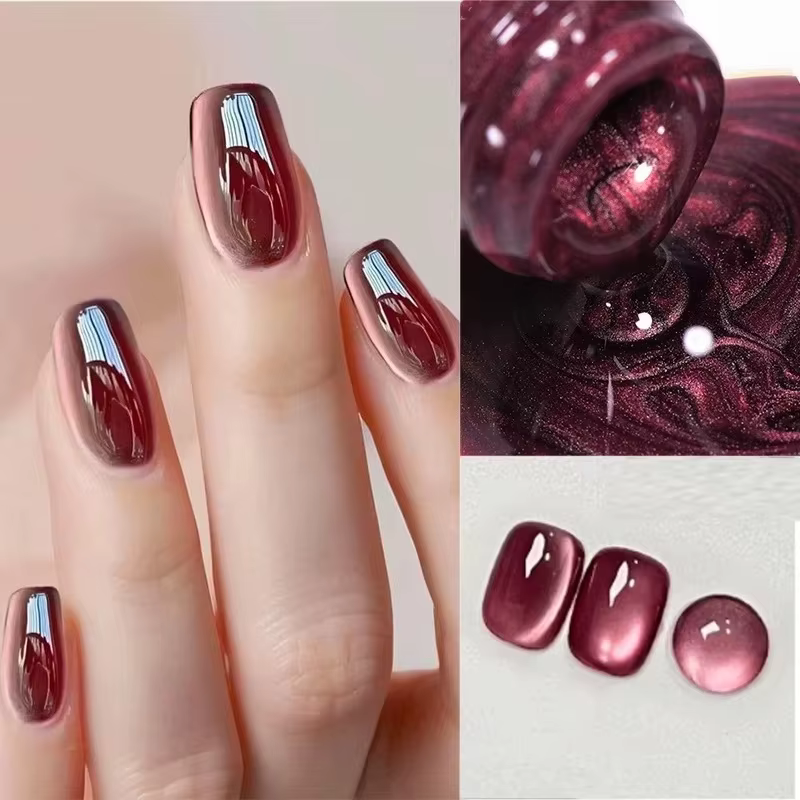 BORN PRETTY – vernis à ongles Gel magnétique en forme de chat, perle de verre scintillante, Flash bl