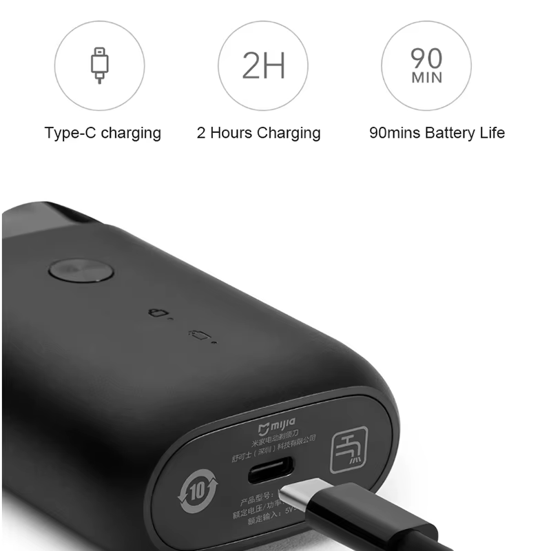 Rasoir électrique portable XIAOMI Mijia S100 pour hommes - Mini tondeuse à barbe de voyage rechargea