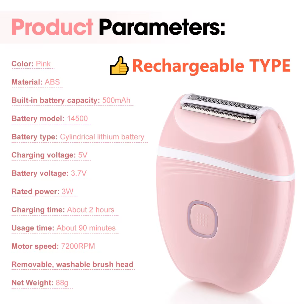 Rasoir Électrique Femme 3 en 1, Tondeuse Maillot et Corps, sans Fil et sans Douleur, Usage Sec et Hu