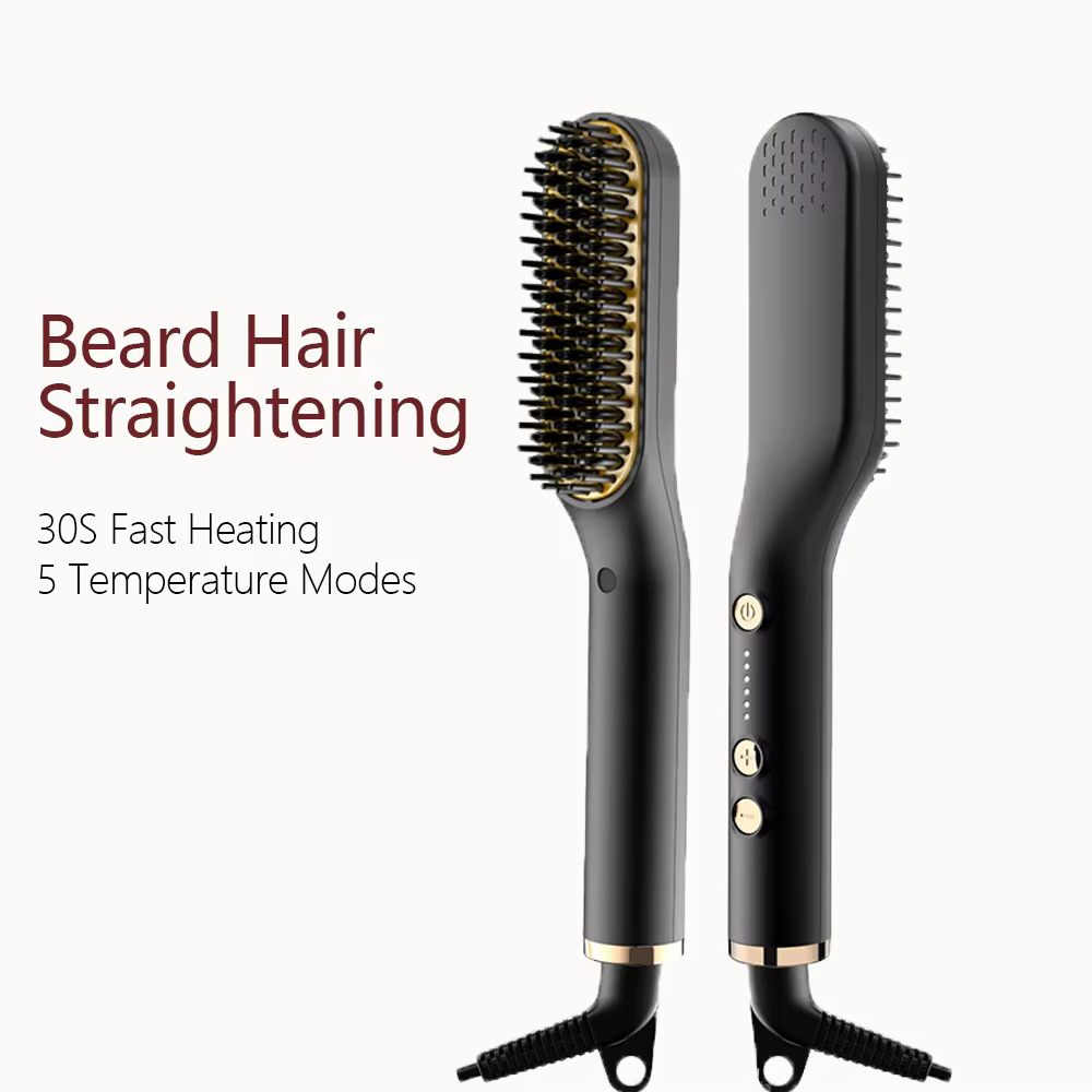 ANLAN-Brosse à Lisser la Barbe pour Homme, Peigne en Céramique Multifonctionnel, Styler Rapide