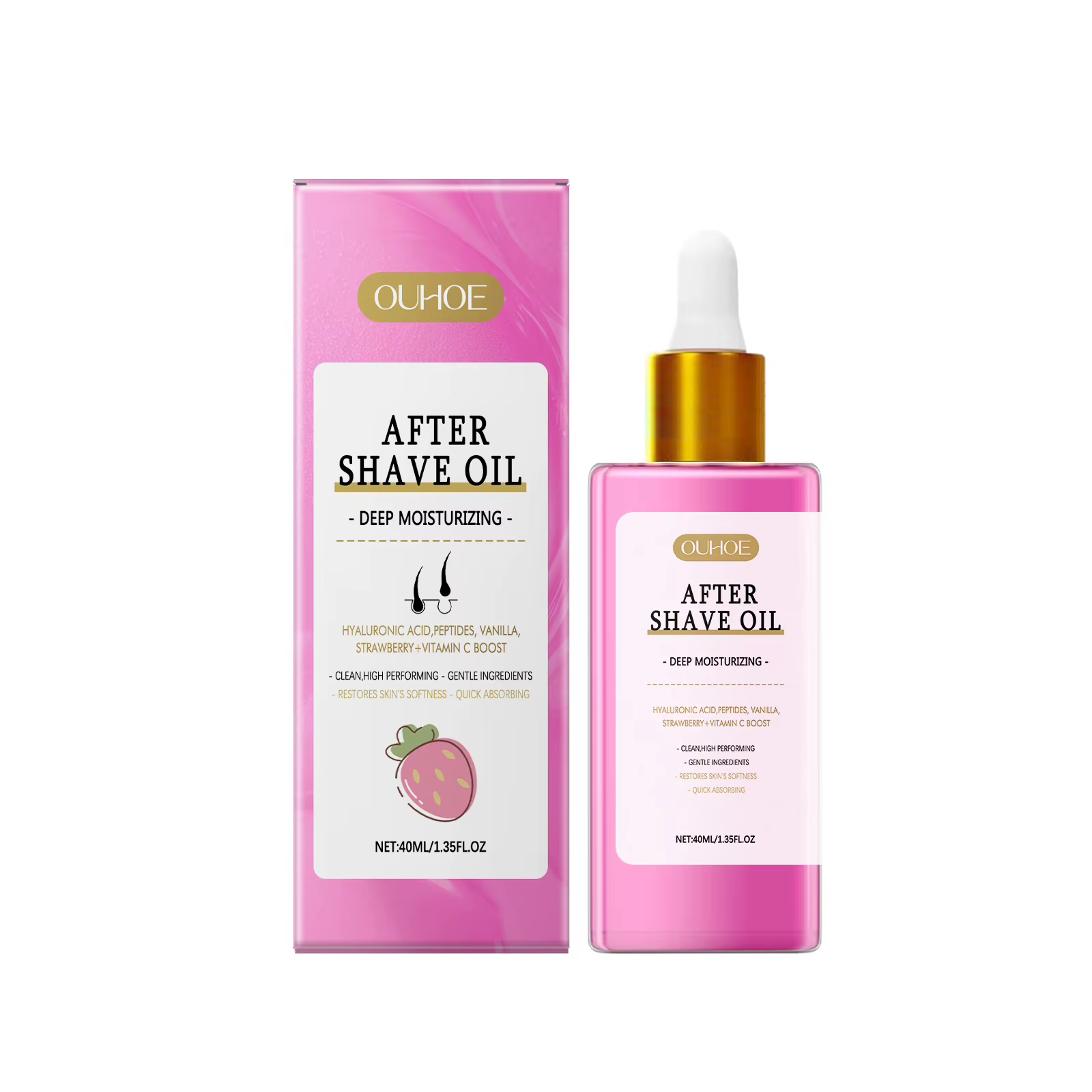 Huile après-rasage à la fraise, apaisante, hydratante, lissante, douce, nourrissante pour la peau, s