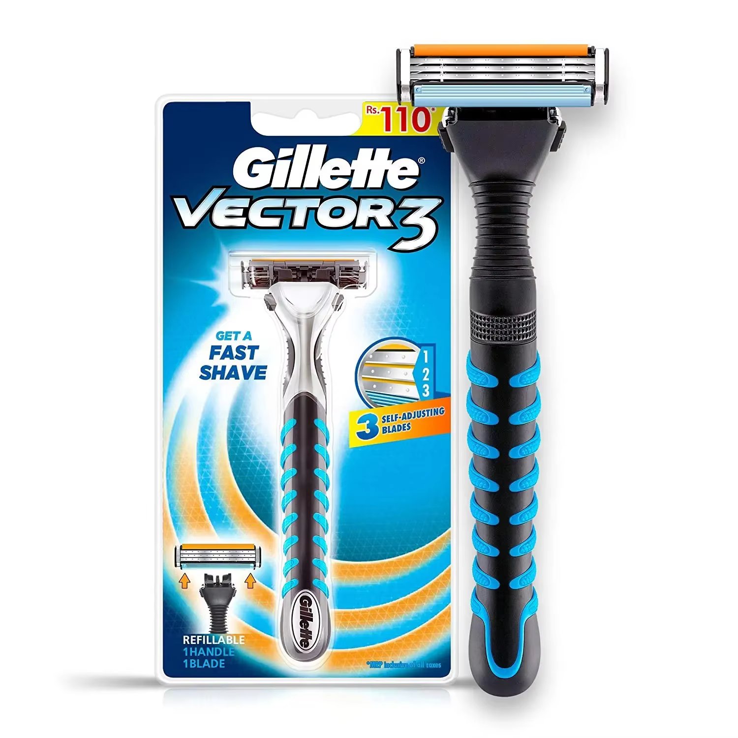 Gillette-Rasoir manuel Vector 3 pour hommes, rasoir de sécurité, épilation du visage et de la barbe,