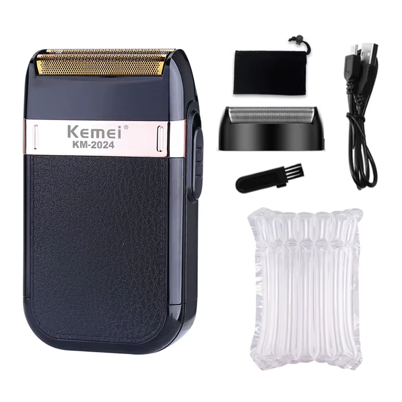 Kemei rasoir électrique pour hommes à la mode hommes coque en cuir étanche Rechargeable professionne