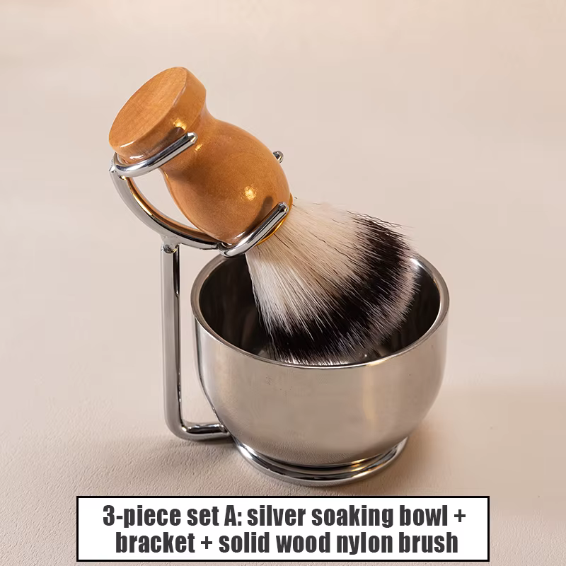 Ensemble de brosses à barbe, rasage manuel pour hommes, brosse à barbe en poils de blaireau, bol à m