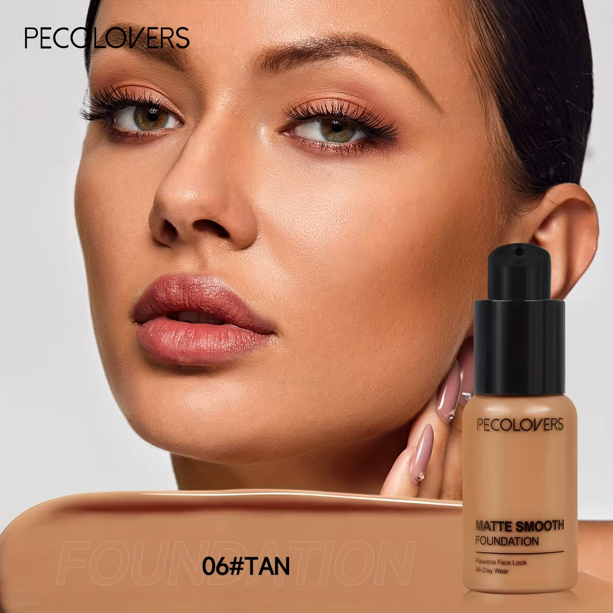 PECOLOVERS Fond de teint liquide finition mate - Correcteur anti-huile, imperméable et à couverture 