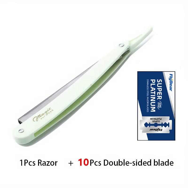 Rasoir manuel vintage pour homme – Rasoir de salon de coiffure classique avec 10 lames – Parfait pou