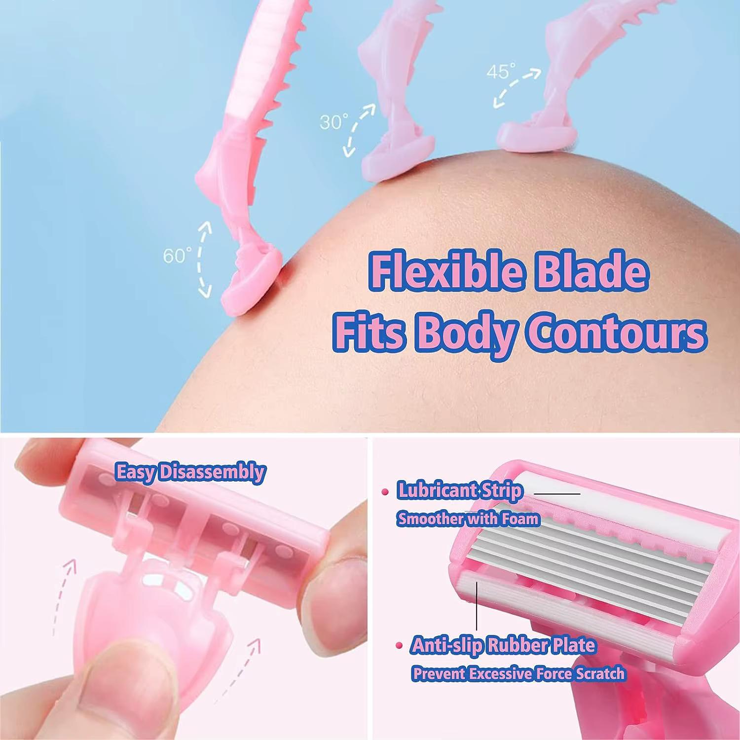 Rasoir pour femmes lame à 6 couches jambe cheveux aisselles couteau de rasage lames à 6 couches raso