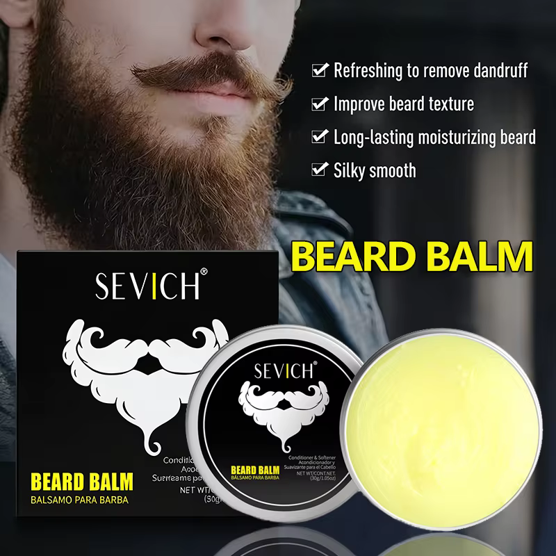 Baume à barbe 30g, cire coiffante pour barbe, crème hydratante pour soins de la barbe, adoucissant p