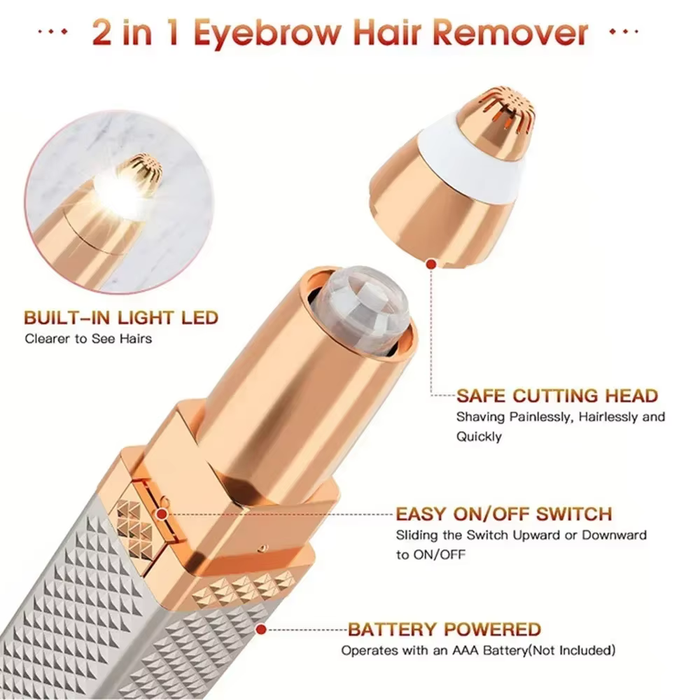 Épilateur électrique indolore pour le visage, 4 en 1, en forme de rouge à lèvres, pour sourcils, zon