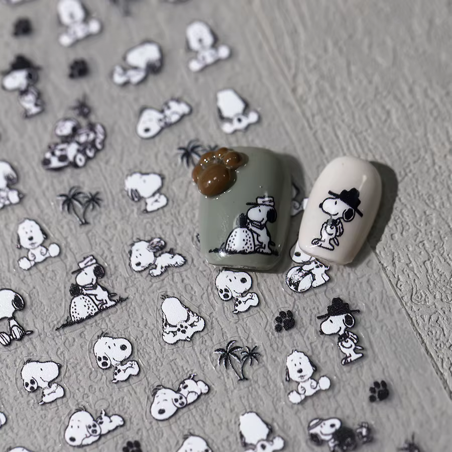 Autocollants pour ongles Snoopy de dessin animé mignon, 1 pièce, décoration pour Nail Art, nouveau p