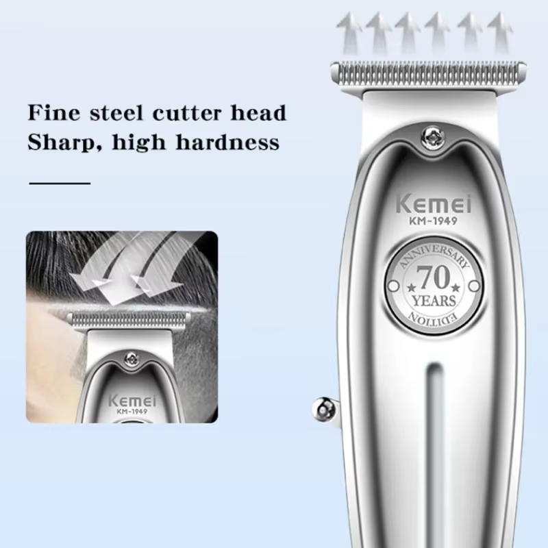 Kemei KM-1949 Professionnel Finition Tondeuse À Cheveux Hommes Électrique Sans Fil Tondeuse À Cheveu