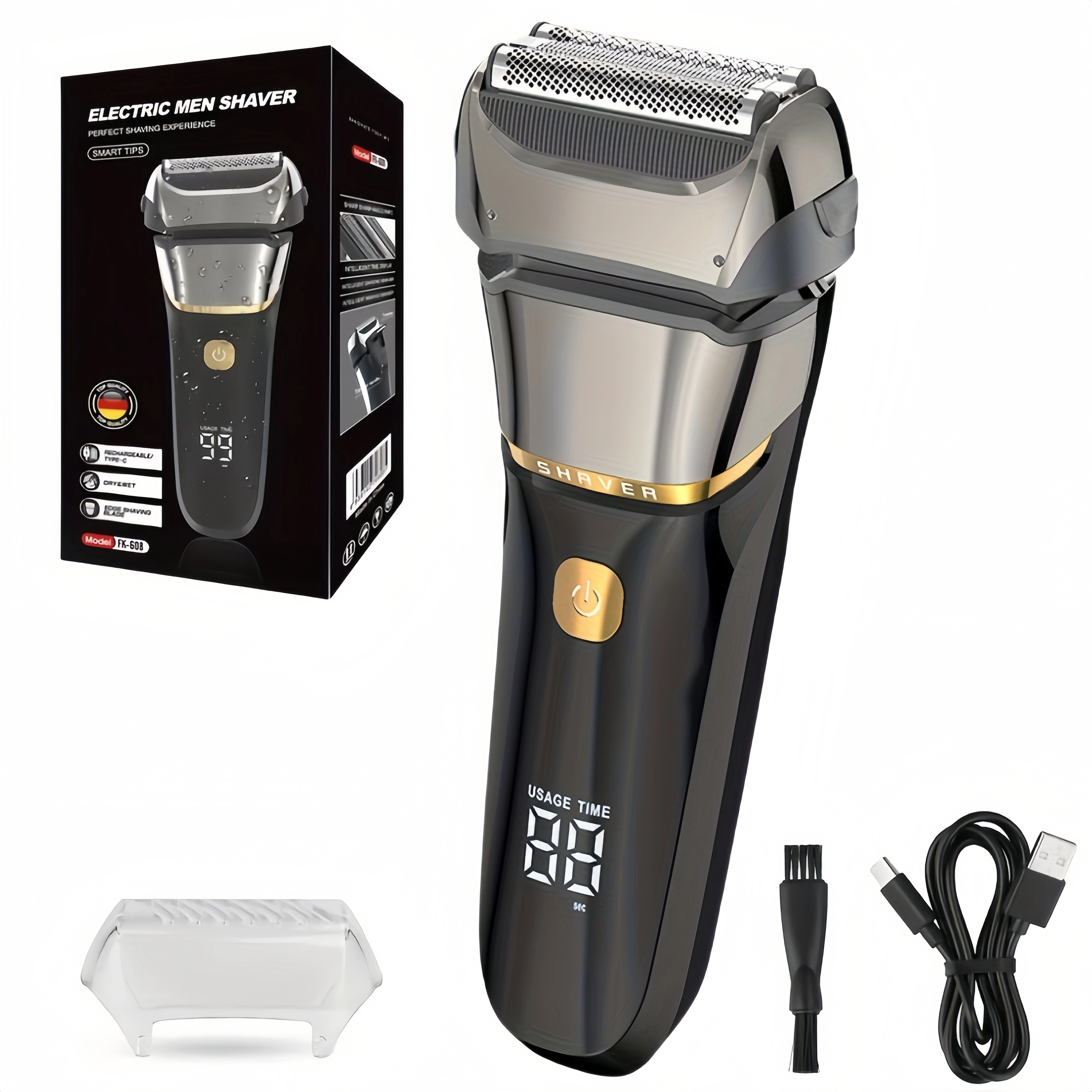 Rasoir électrique pour homme, rasoir à barbe rechargeable, rasoir professionnel avec tondeuse escamo