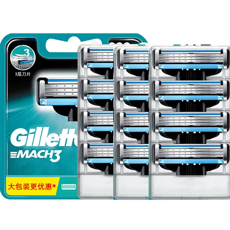 Gillette-Rasoir Mach3 pour hommes, 3 lames, pour un rasage lisse, avec bande de lubrification, 12 la