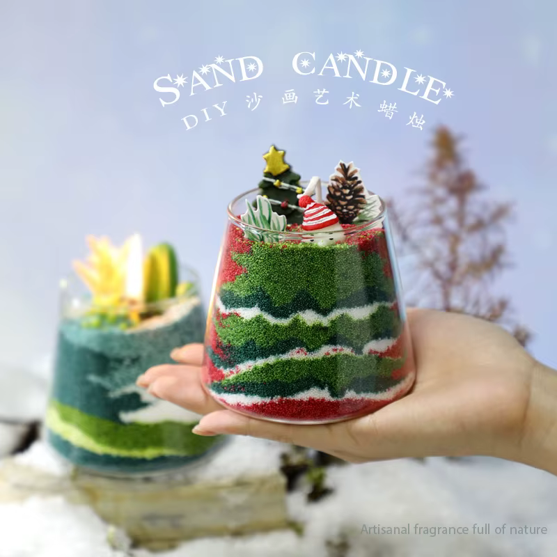 Bougie parfumée à peindre au sable DIY – Activités artisanales – Ornement de Noël – Cire de sable pa