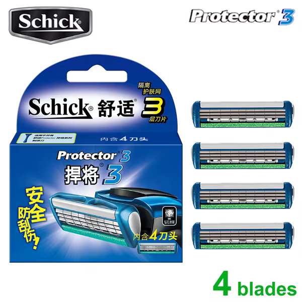 4 lames lames de sécurité Original nouveau Schick protecteur 3d diamant lame Pack hommes rasage raso