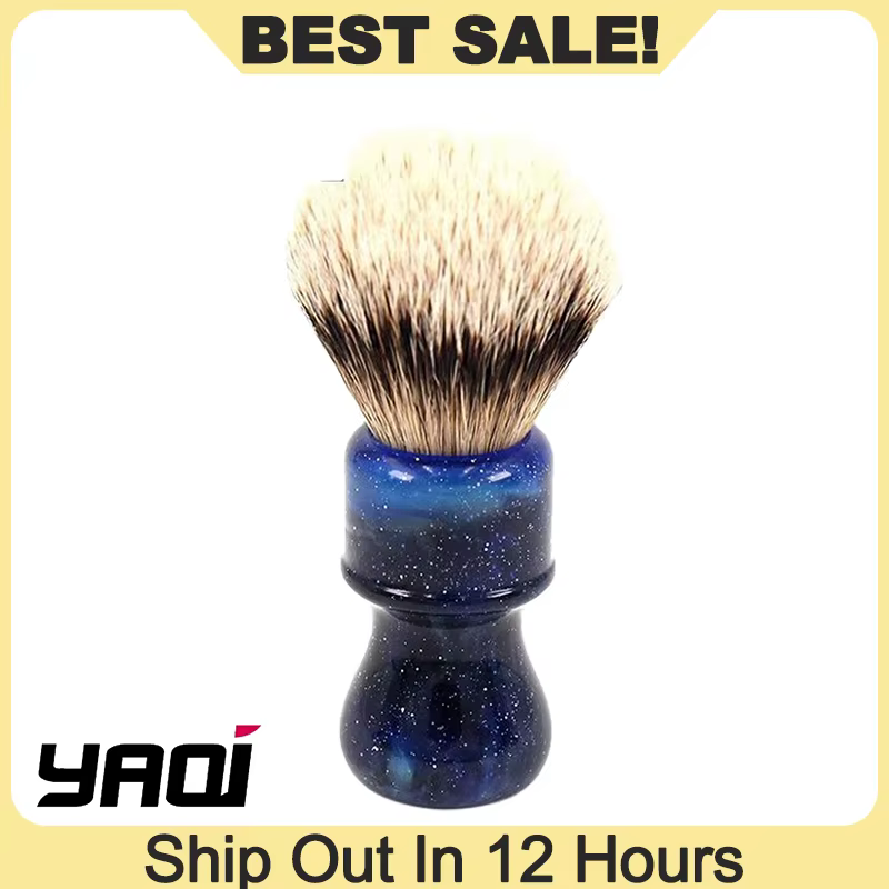 YAQI mode 24MM professionnel pour hommes brosse de rasage humide mystérieux espace couleur poignée a