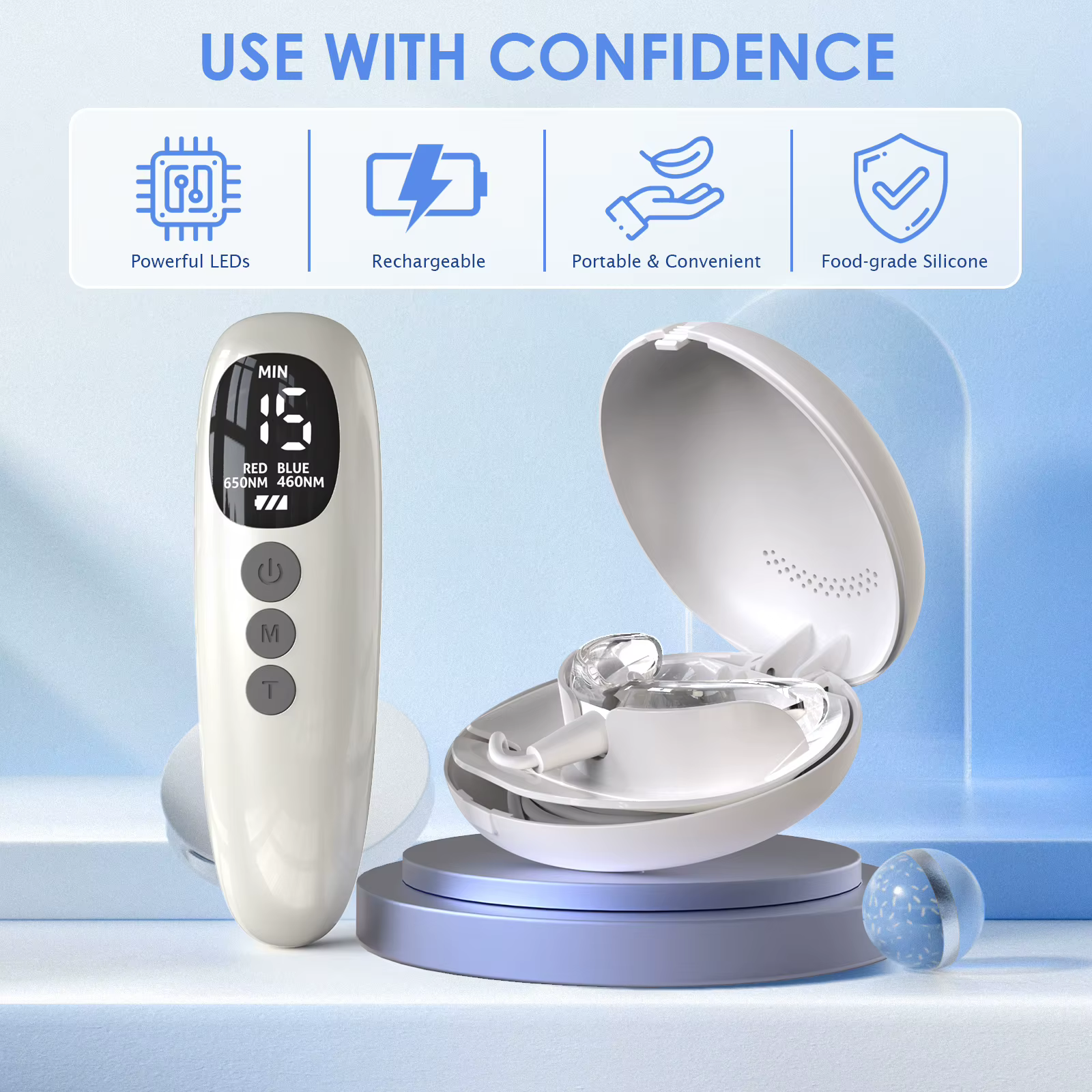 Accélérateur de blanchiment des dents 650nm thérapie par la lumière rouge + bleue pour les gencives 