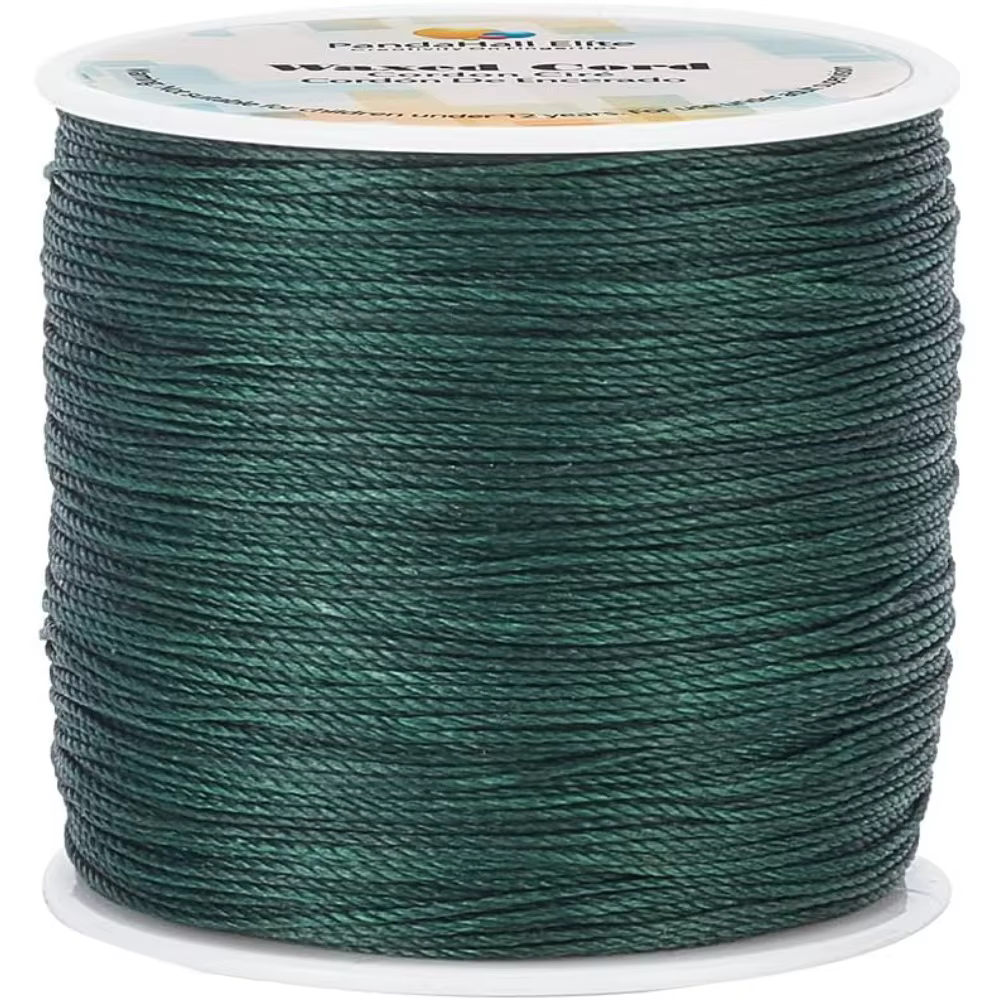 Fil de polyester ciré vert foncé, ficelle de perles cirées, ficelle de ficelle pour bricolage, brace
