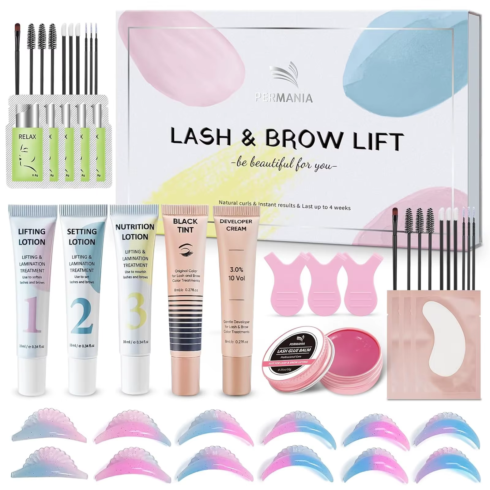 PERMANIA – Kit de levage de cils et noir, Kit de stratification des sourcils, conception de Tube com