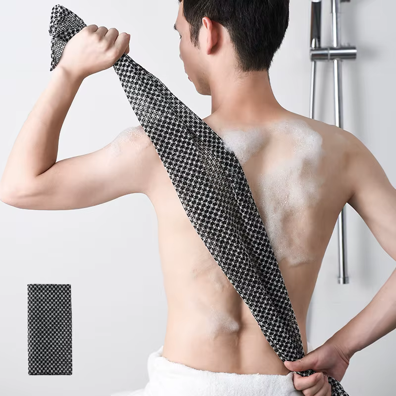 Épurateur exfoliant pour le corps du dos, pour bain de douche, serviette de gommage à longue bande, 