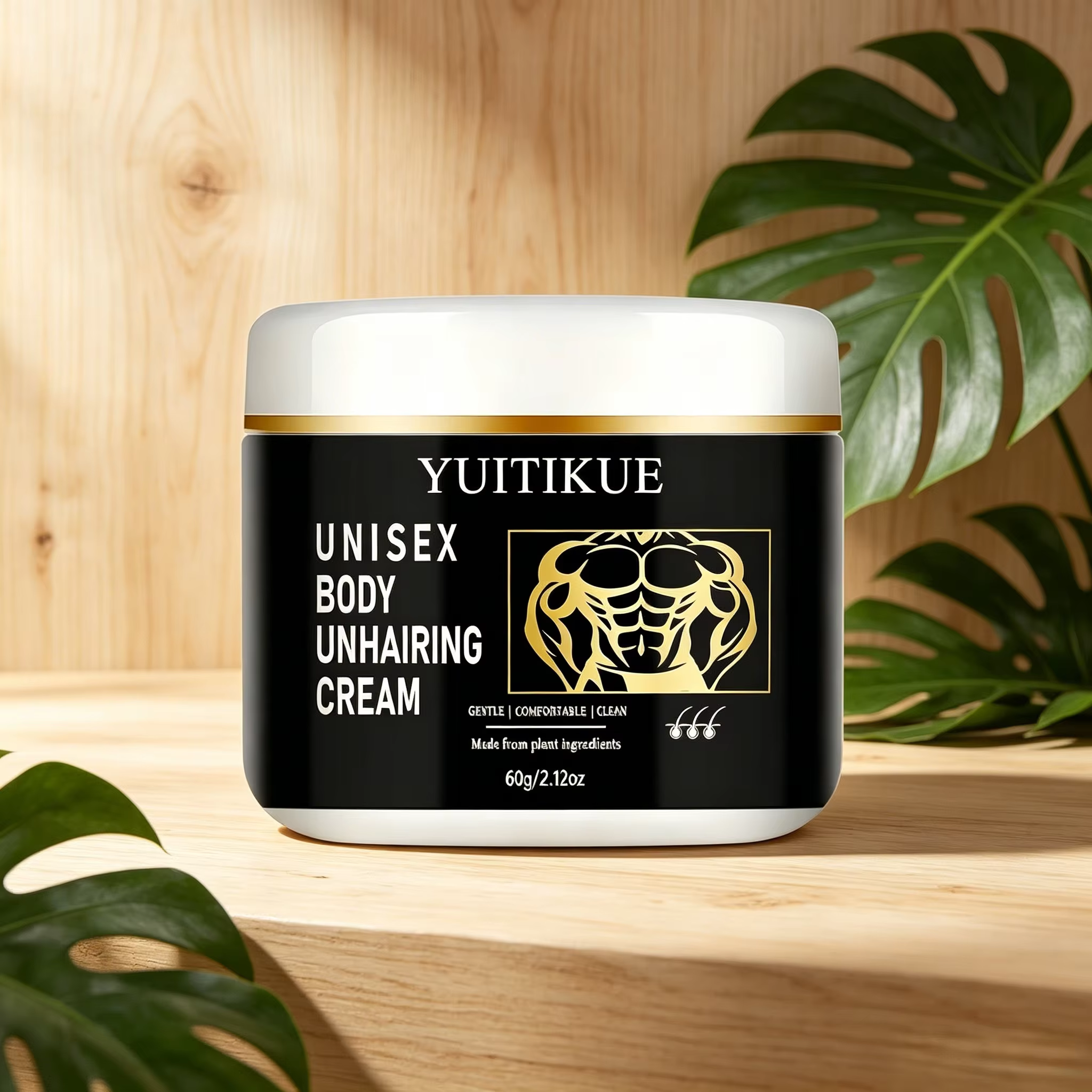 Crème dépilatoire douce aux ingrédients végétaux 60g, Épilateur unisexe confortable pour le corps en