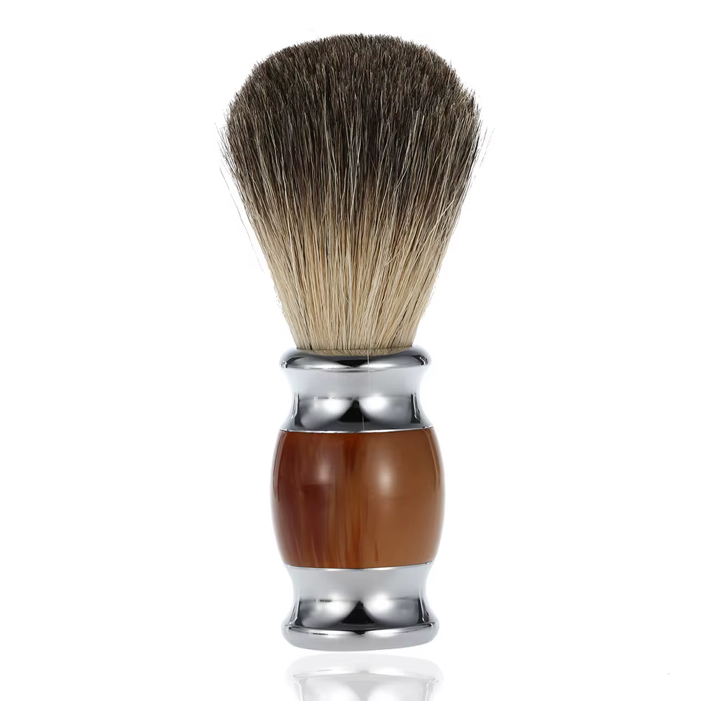 Rasoir professionnel pour hommes, brosse de rasage en poils de blaireau pur, manche en résine, Salon