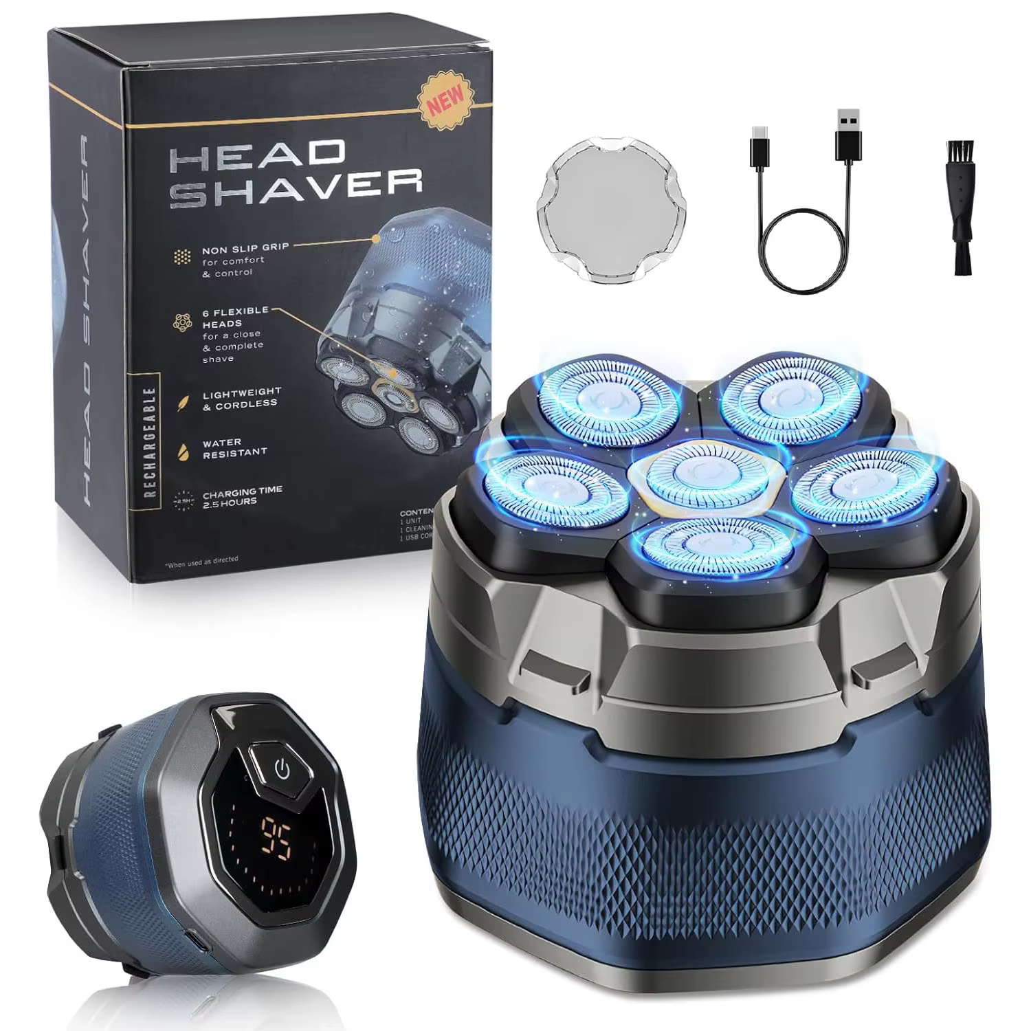 Rasoirs électriques pour hommes chauve, rasoir magnétique 6D, tondeuse à cheveux, affichage LED Rech