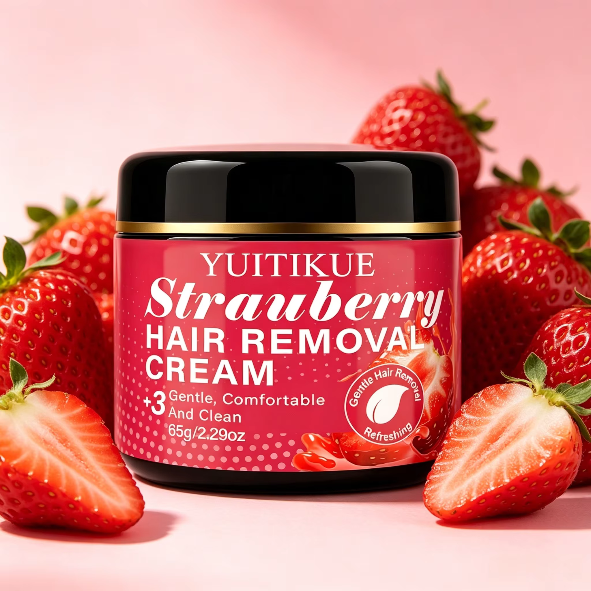 Crème dépilatoire à la fraise, 65g, douce, rafraîchissante, confortable, pour les bras, les jambes, 