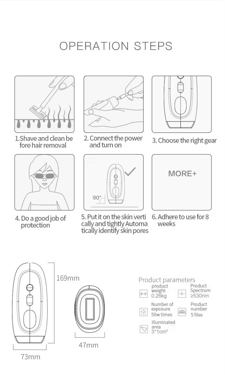 Épilateur laser IPL portable 999999 Flashes - Épilation indolore et permanente pour le corps et la