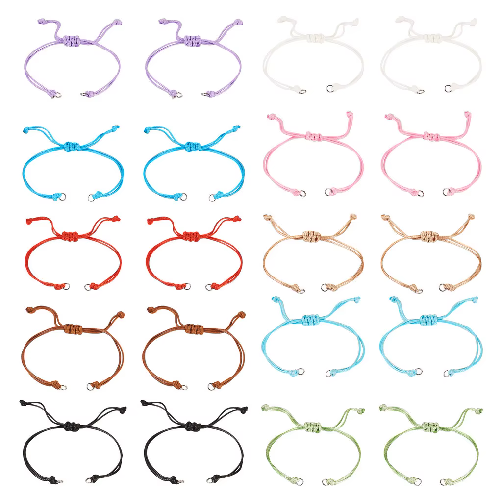 50 pièces de cordon en polyester ciré de 10 couleurs mélangées pour la fabrication de bracelets d'am