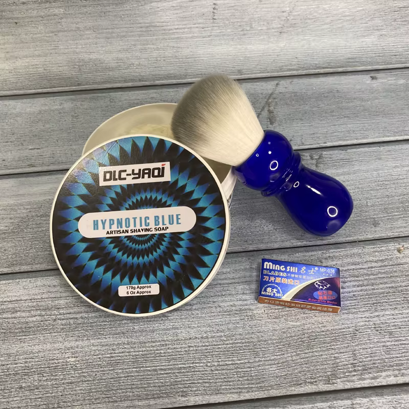 Yaqi – brosse à barbe pour hommes, manche bleu ciel arctique, 24mm