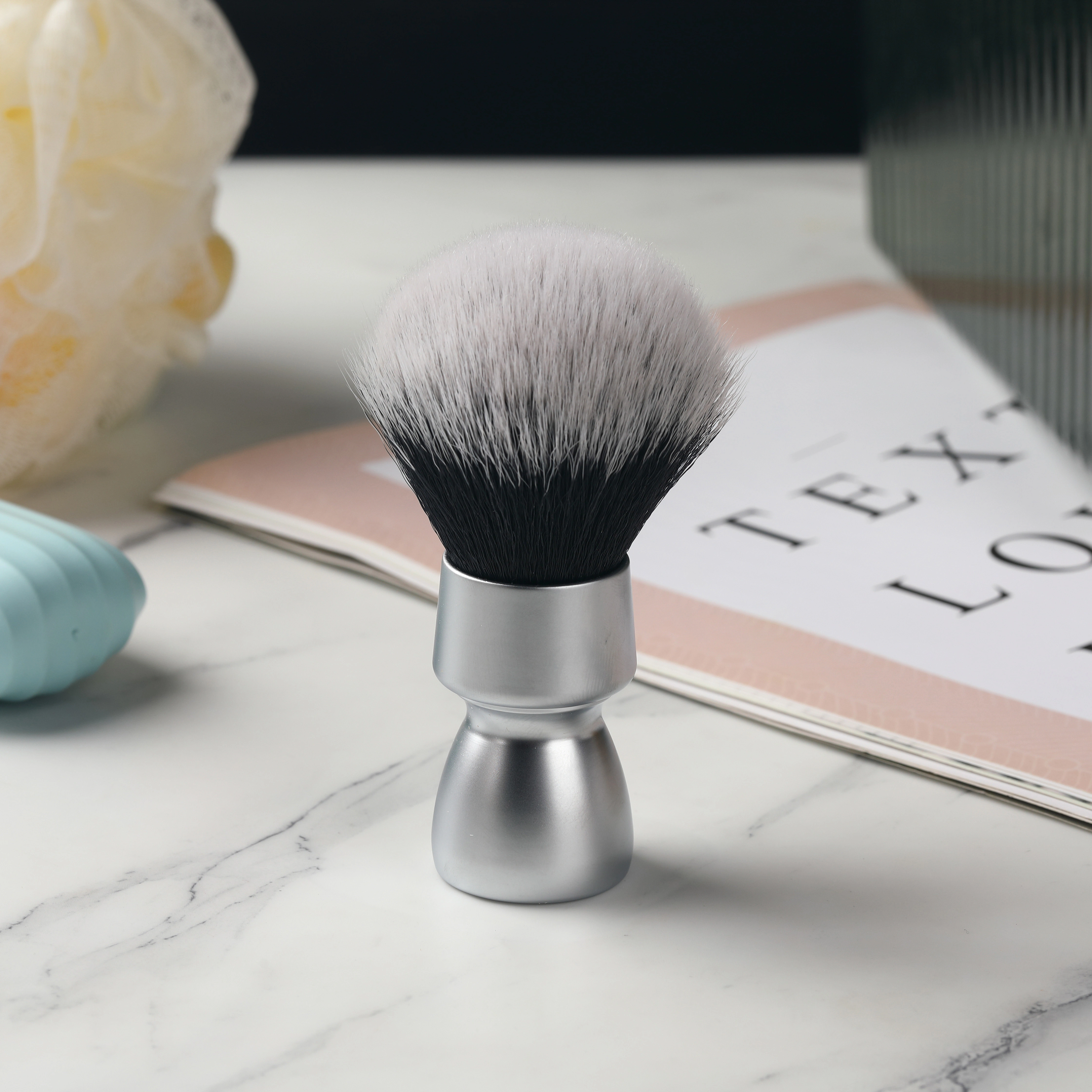 YAQI – brosse de rasage pour hommes, poils synthétiques, poignée en métal lourd, pour smoking, nœud