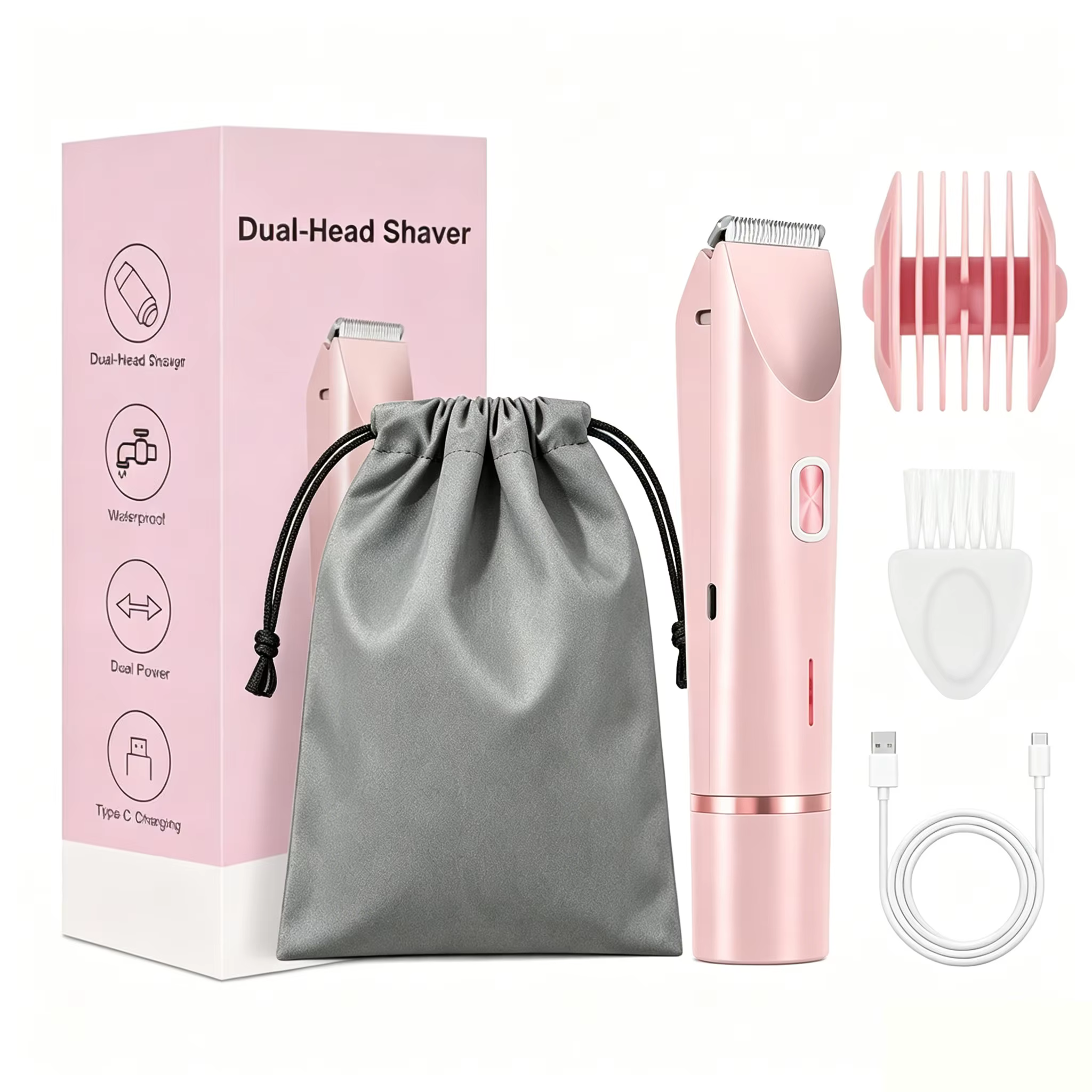 Rasoir électrique à double tête pour femme, rasoir féminin, épilateur corporel, jambe, ati elles, bi