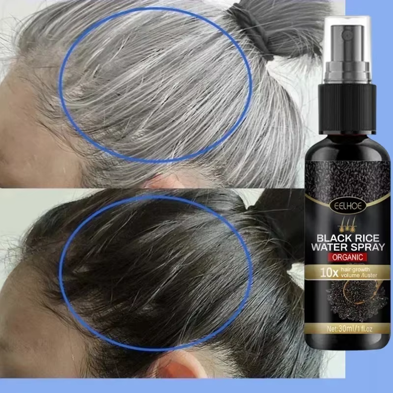 Sérum Traitant Cheveux Gris Blancs : Couvre les Cheveux Blancs pour une Couleur Noire Naturelle, Spr
