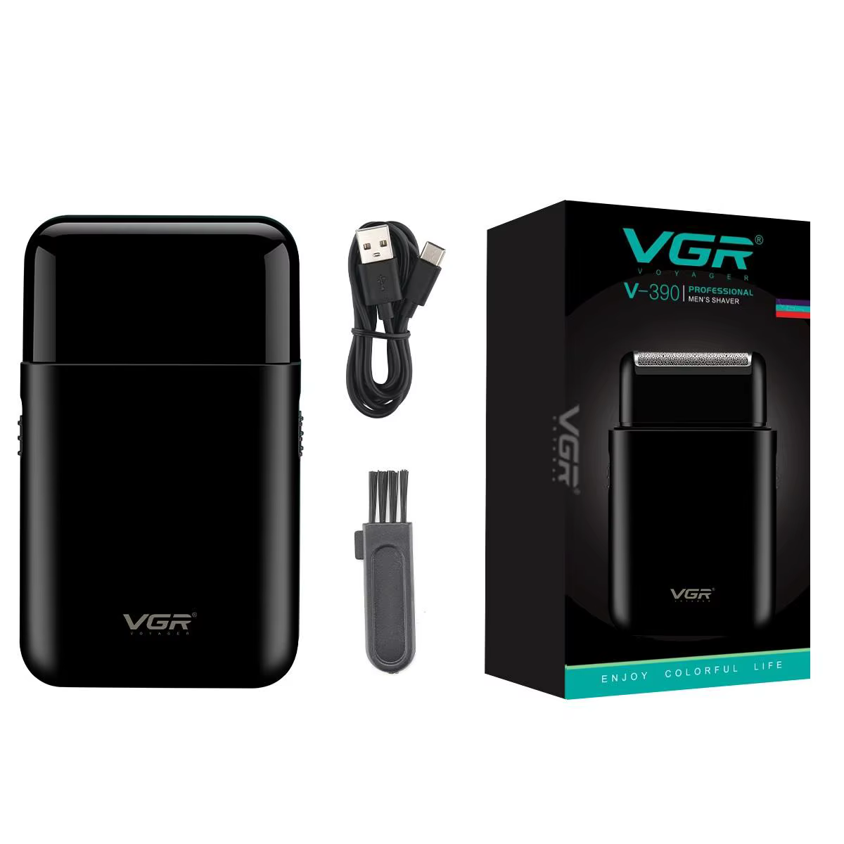 VGR V-390 mini tondeuse à barbe sans fil à lame unique rasoir rechargeable feuille électrique visage
