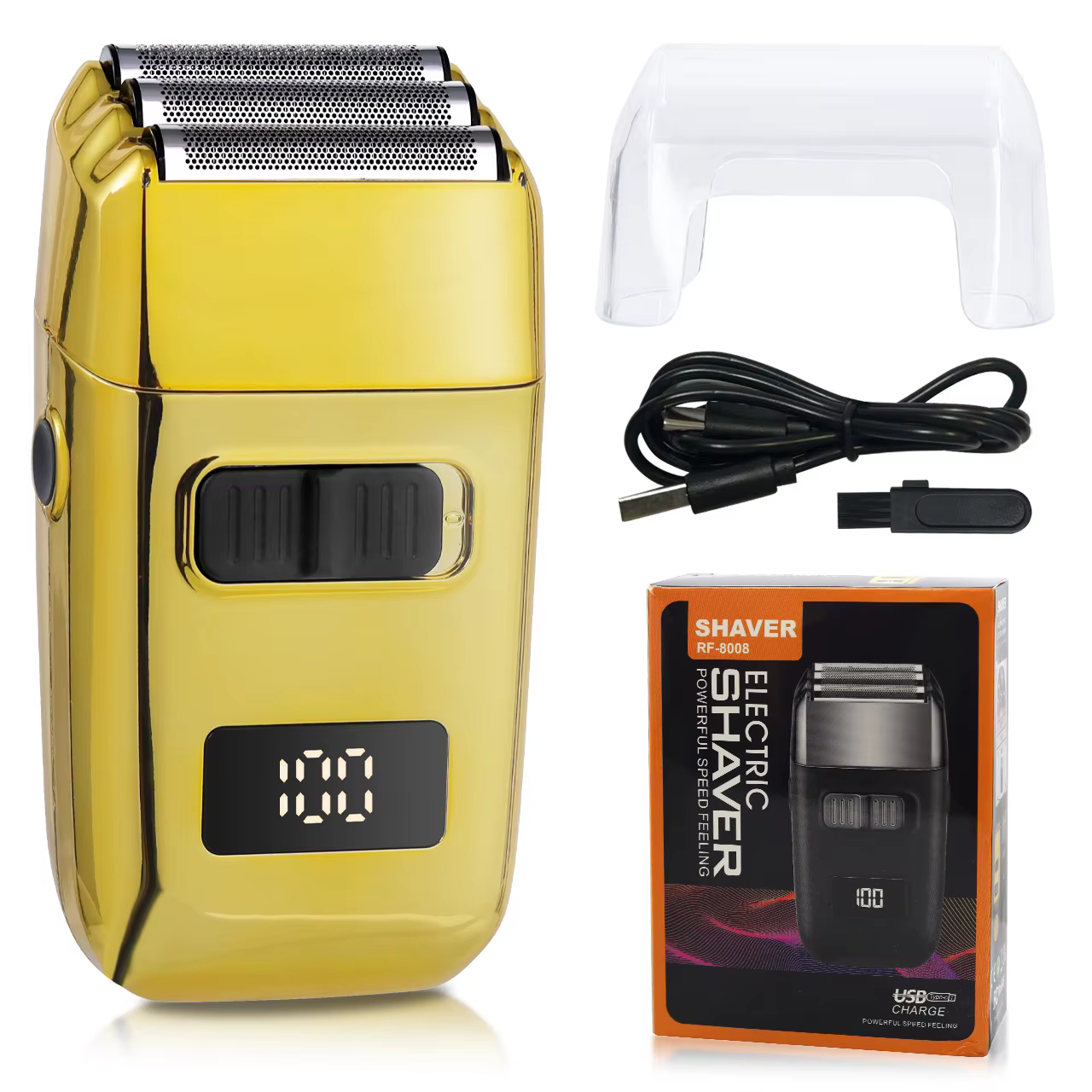Rasoir électrique rechargeable pour hommes, usage domestique, rasoir à 3 lames avec écran LCD, tonde
