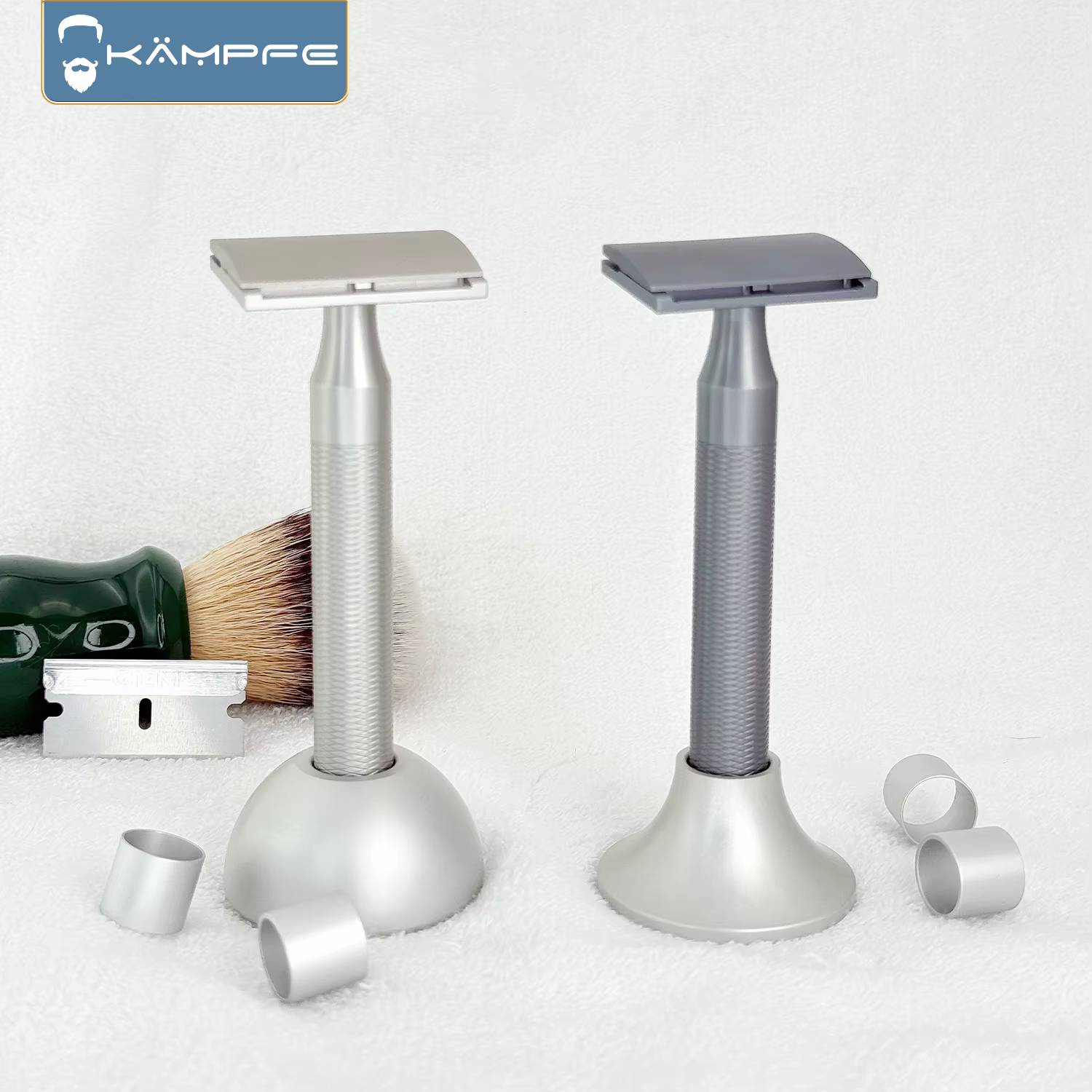 Rasoir de sécurité KAMPFE CNC en alliage d'aluminium usiné avec précision, rasoir agressif simple fa