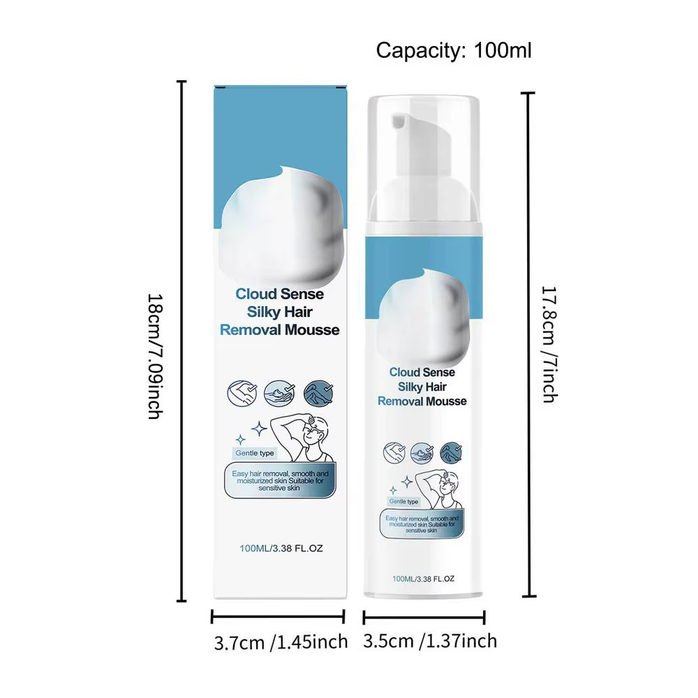 Mousse dépilatoire 100ml effet nuage apaisant pour femme – Épilateur en spray pour le visage, le mai