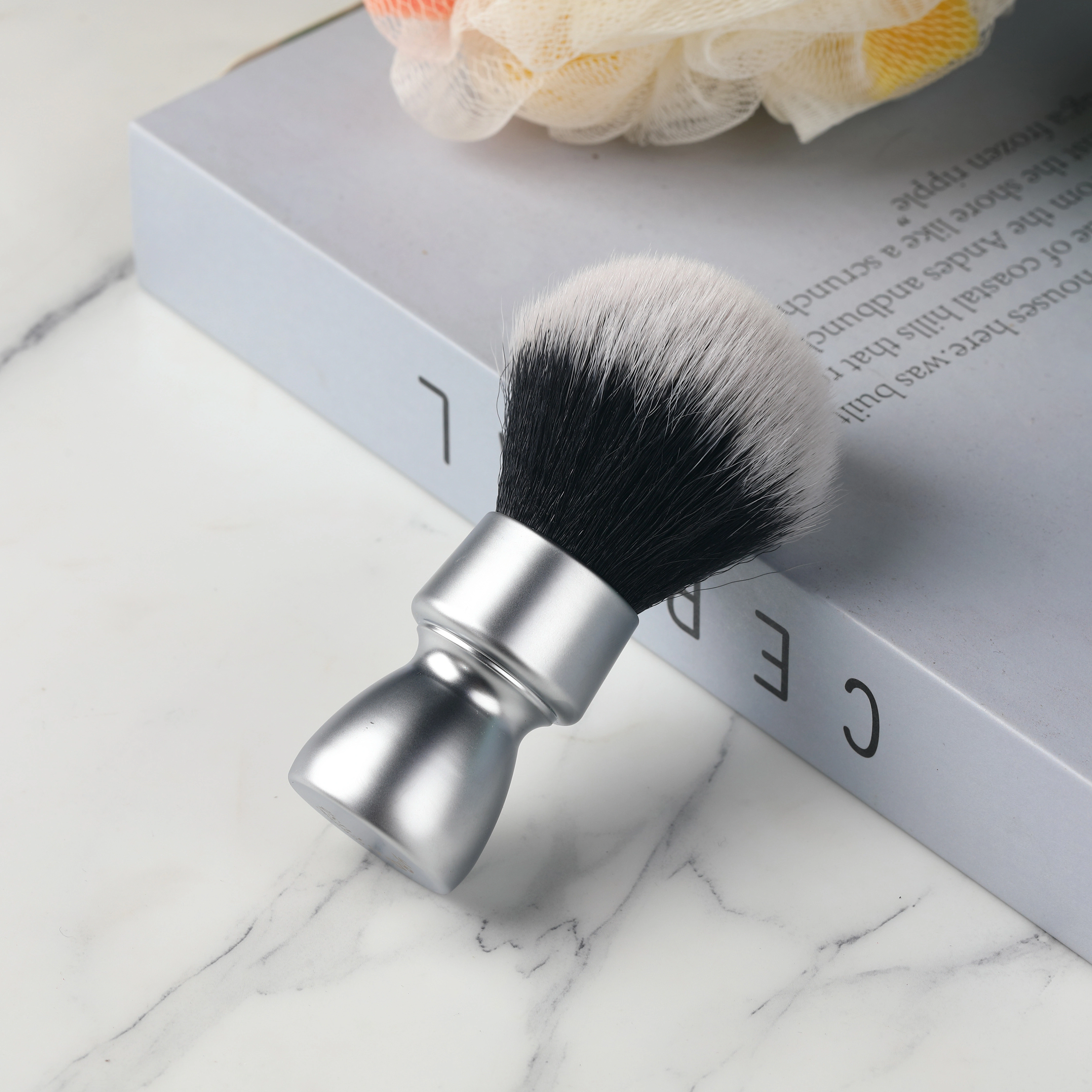 YAQI – brosse de rasage pour hommes, poils synthétiques, poignée en métal lourd, pour smoking, nœud