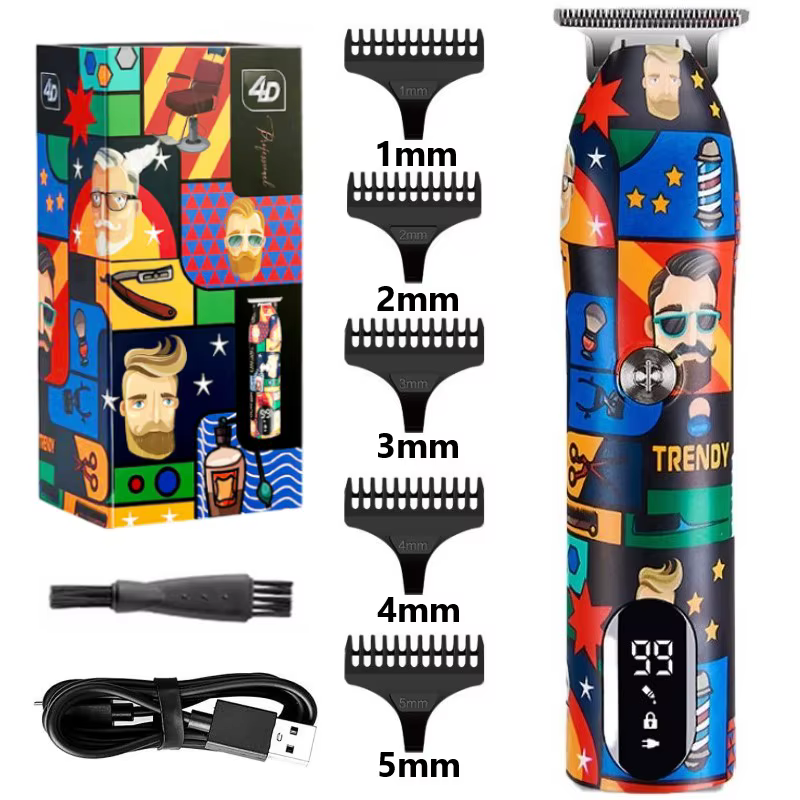 Tondeuse à cheveux professionnelle pour barbier, Rechargeable, Graffiti, finition électrique, Machin