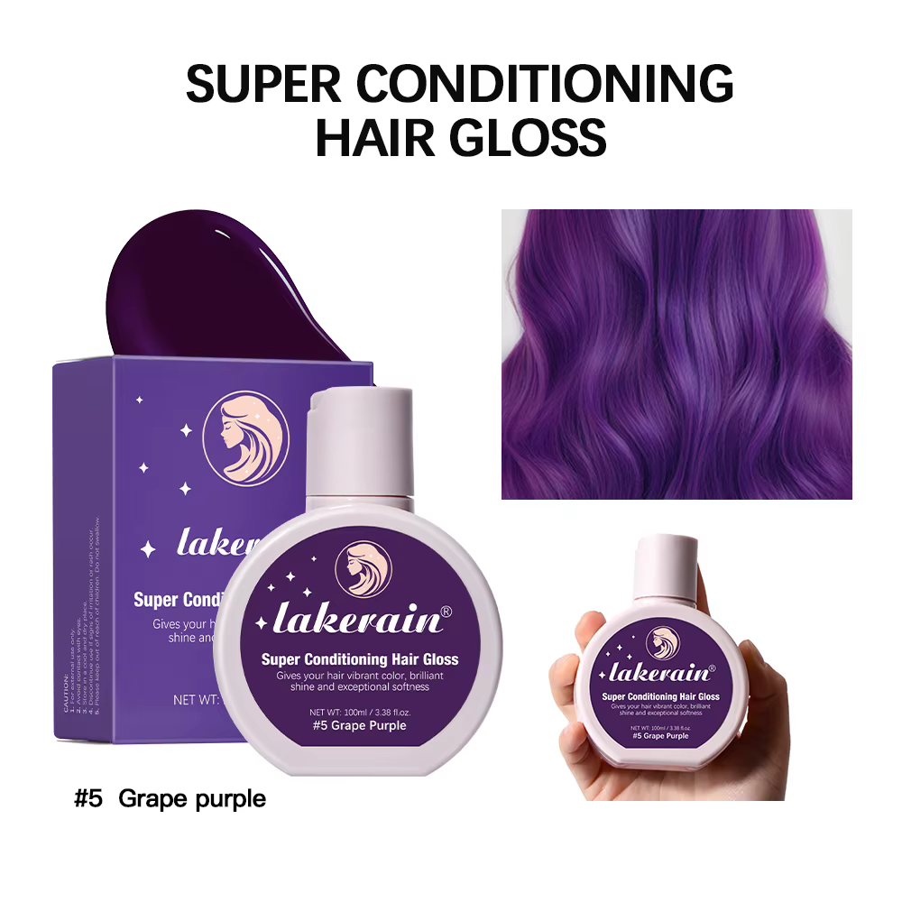 Gloss capillaire semi-permanent 100 ml Super Brillant, conditionneur de couleur, qui rehausse la cou