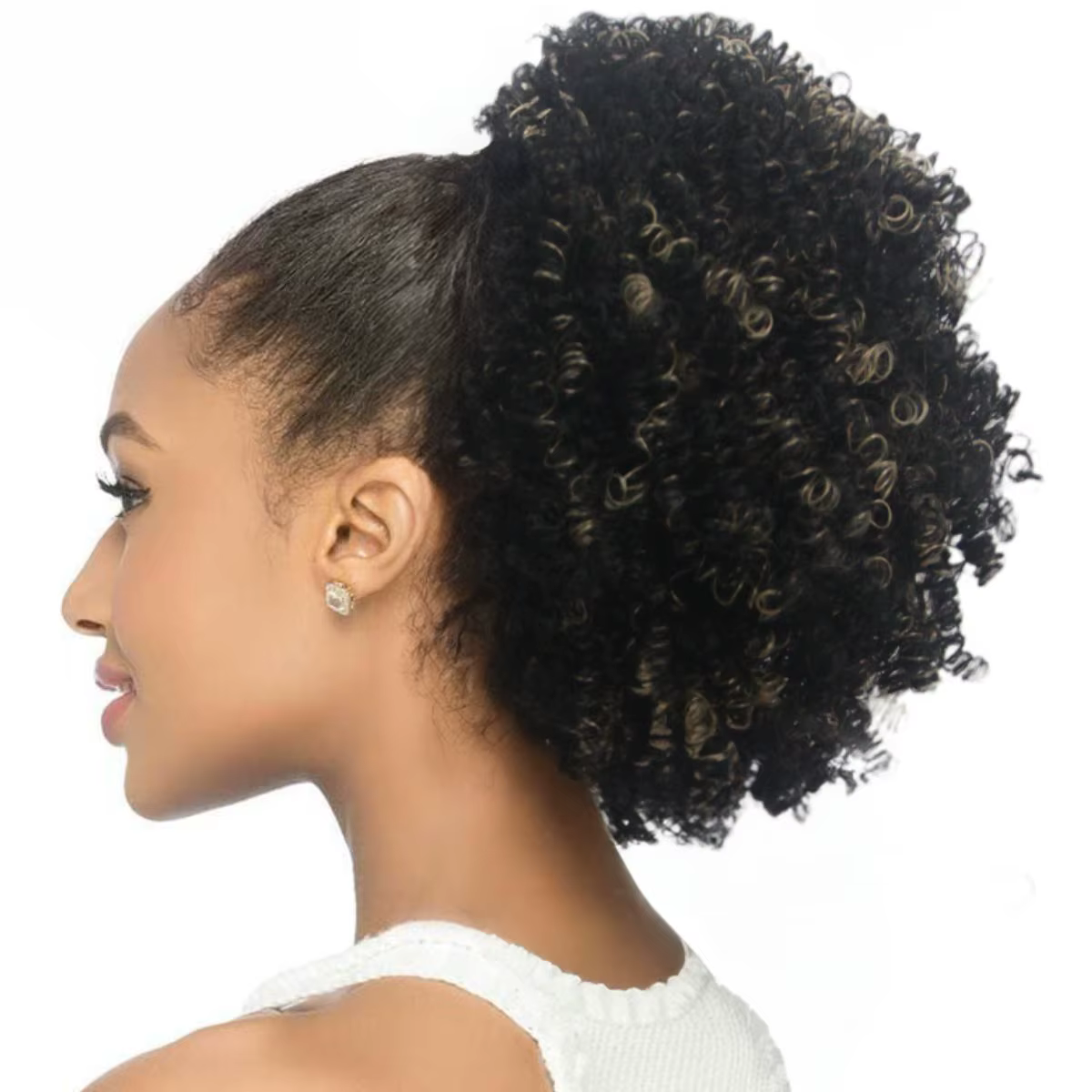 Extension de chignon afro bouclé frisé avec cordon de serrage pour femmes noires, postiches synthéti