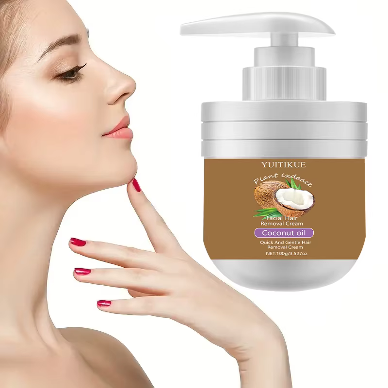 Crème dépilatoire pour le visage 100g – Rapide et douce à l'huile de noix de coco, pour les poils de